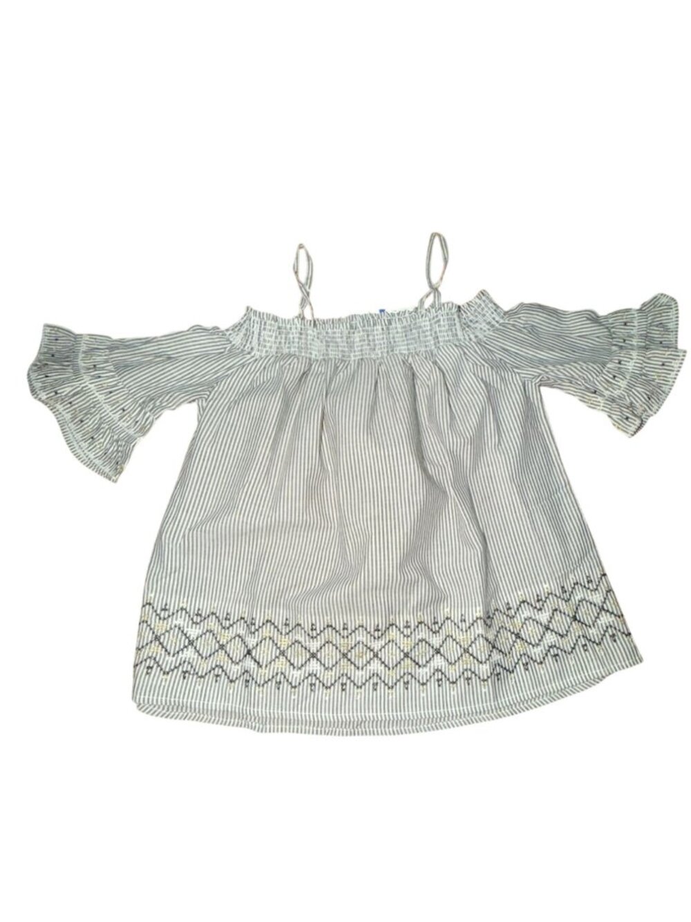 Epic Threads Girls Cold Shoulder Light Weight Striped Shirt-Gray/White-XL-NWT